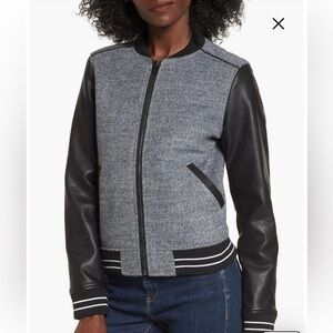 Blank NYC Own the Night bomber varsity‎ jacket, gray & black, SZ M, like new!